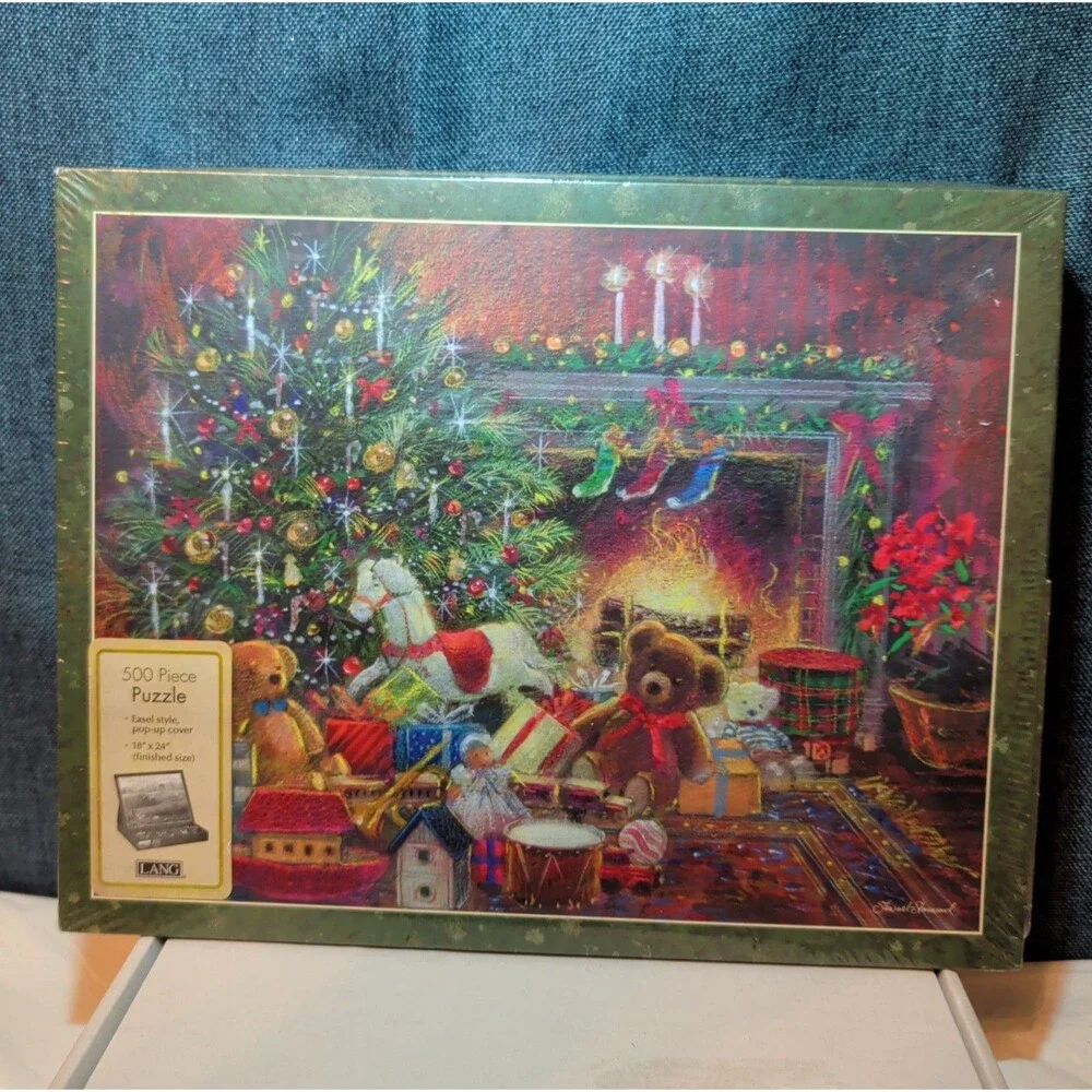 Vintage Lang Christmas Puzzle 500 pc Factory Sealed New Pop Up Easel Box 1982